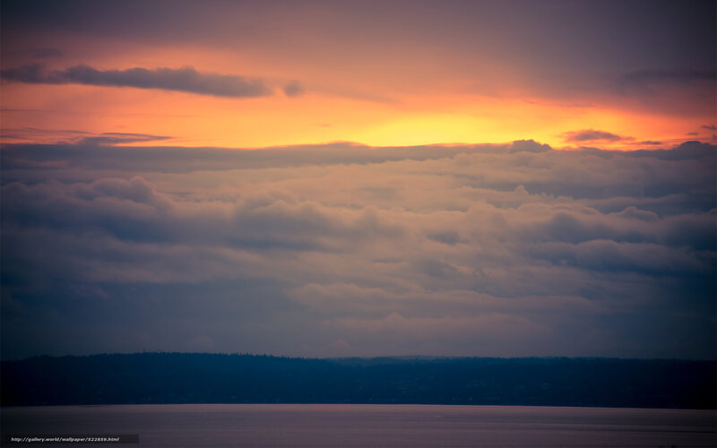 Sunset over the water