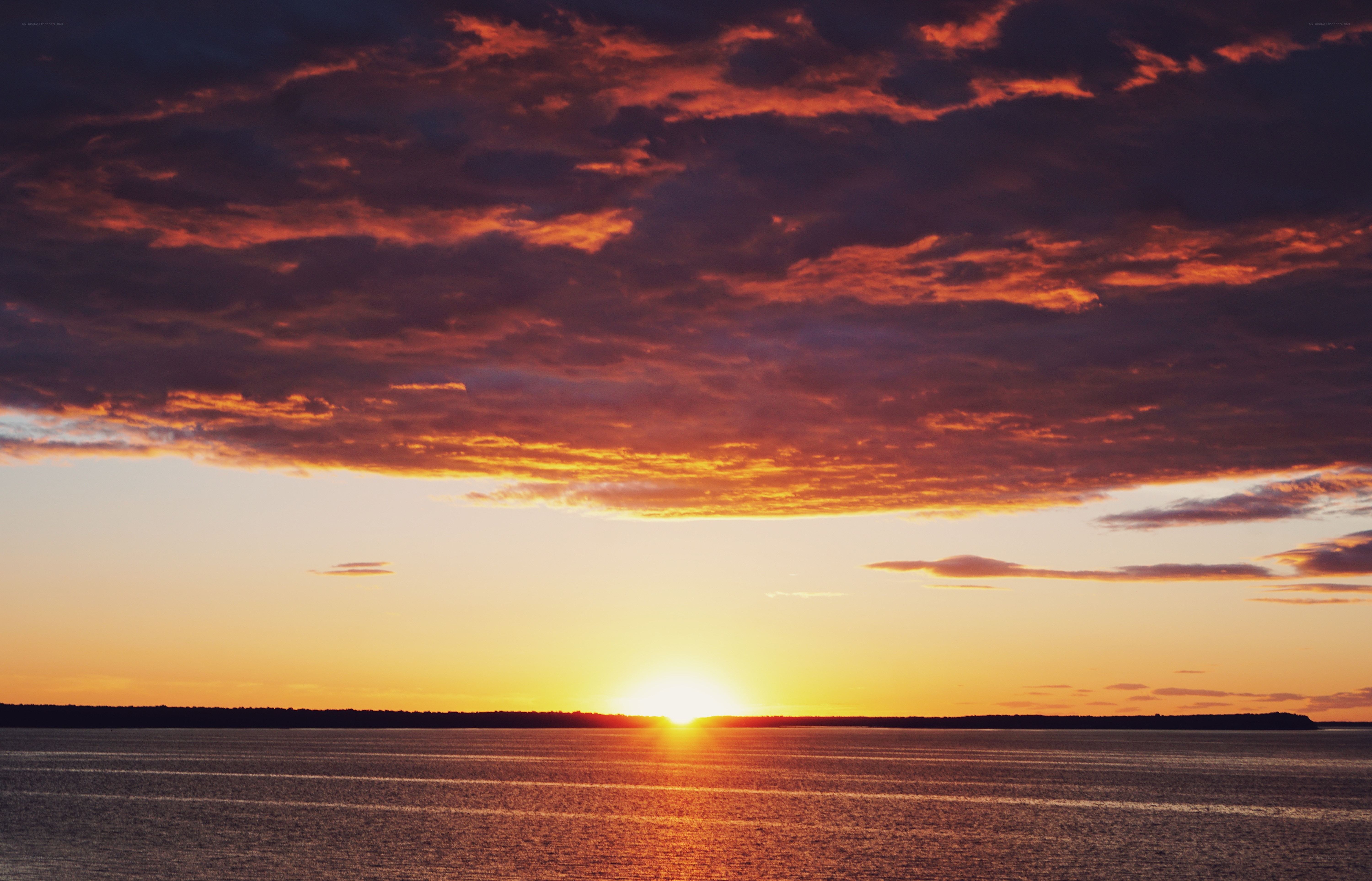 Sunset over the water