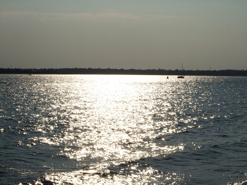 Sunset over the water