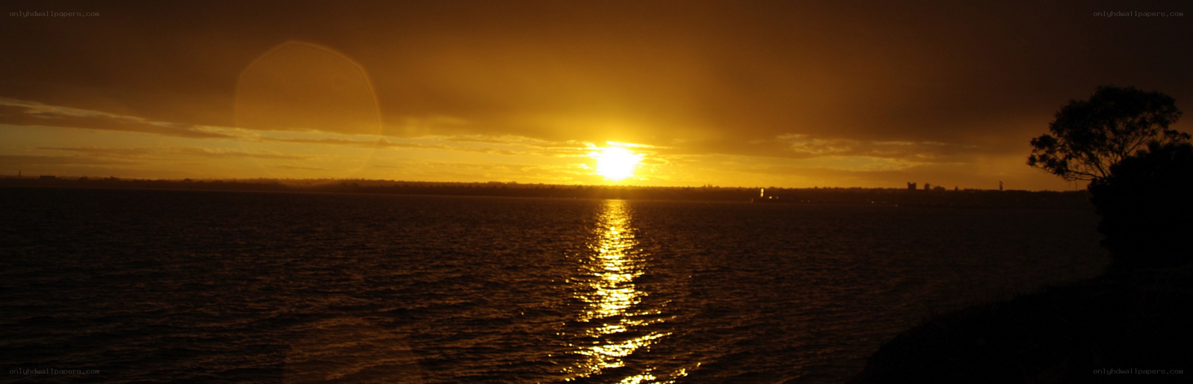 sunset over the water