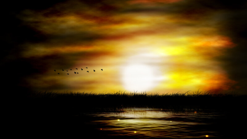 sunset over the water