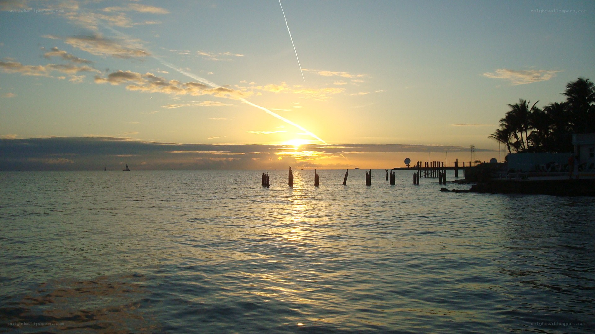 sunset over the water