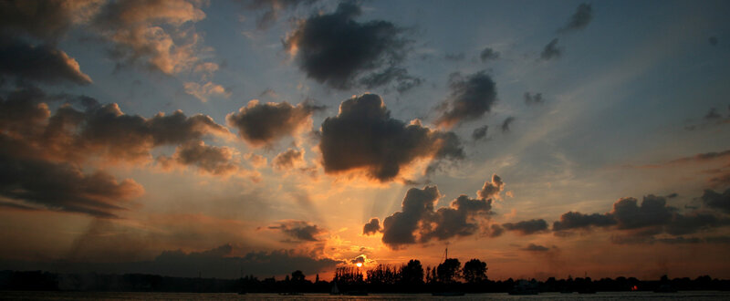 Sunset over the water