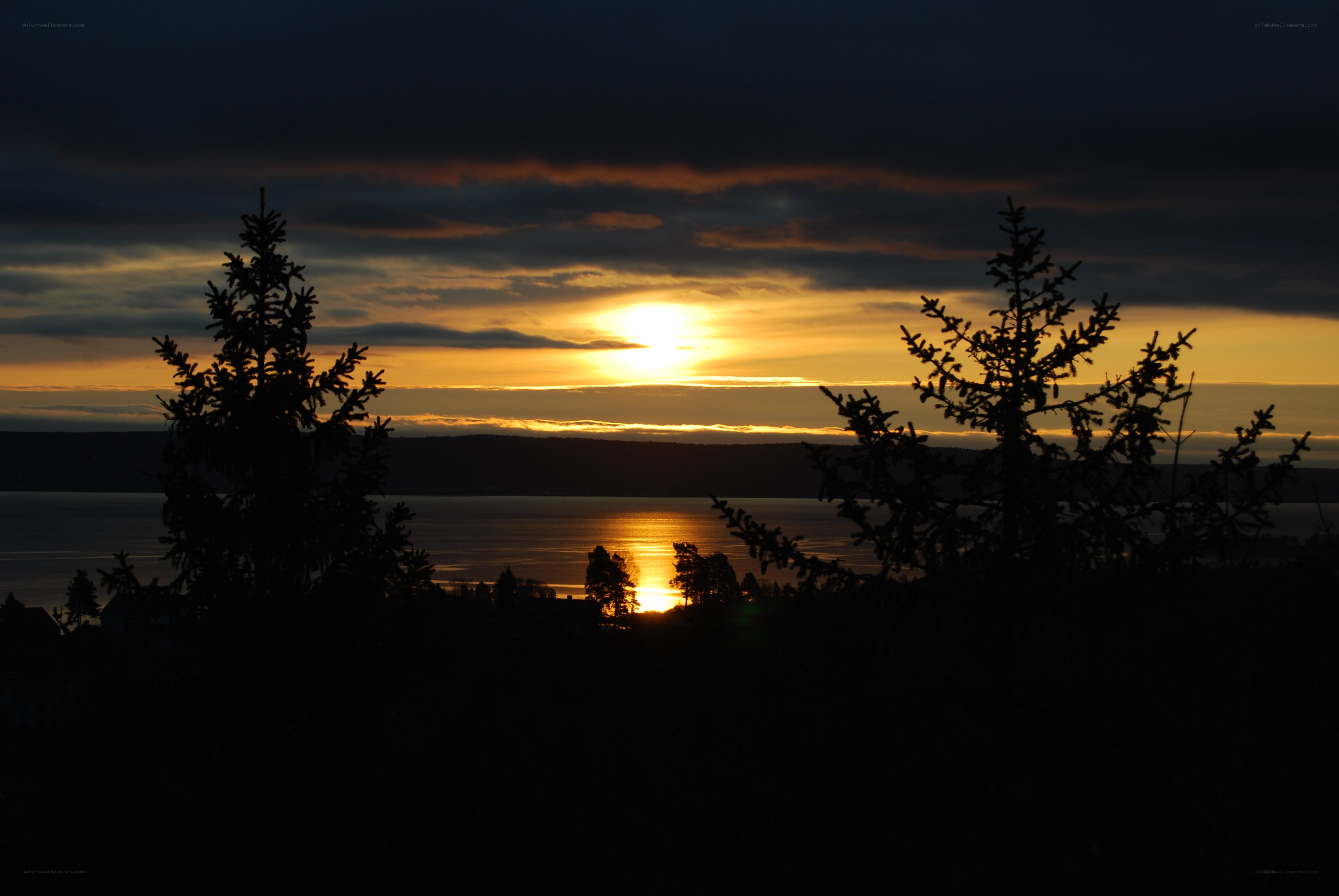 Sunset over the water