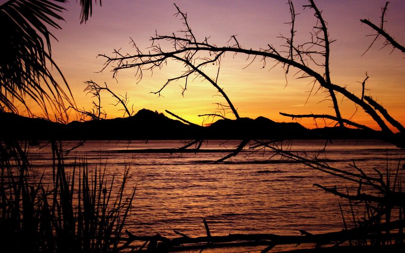 sunset over the water