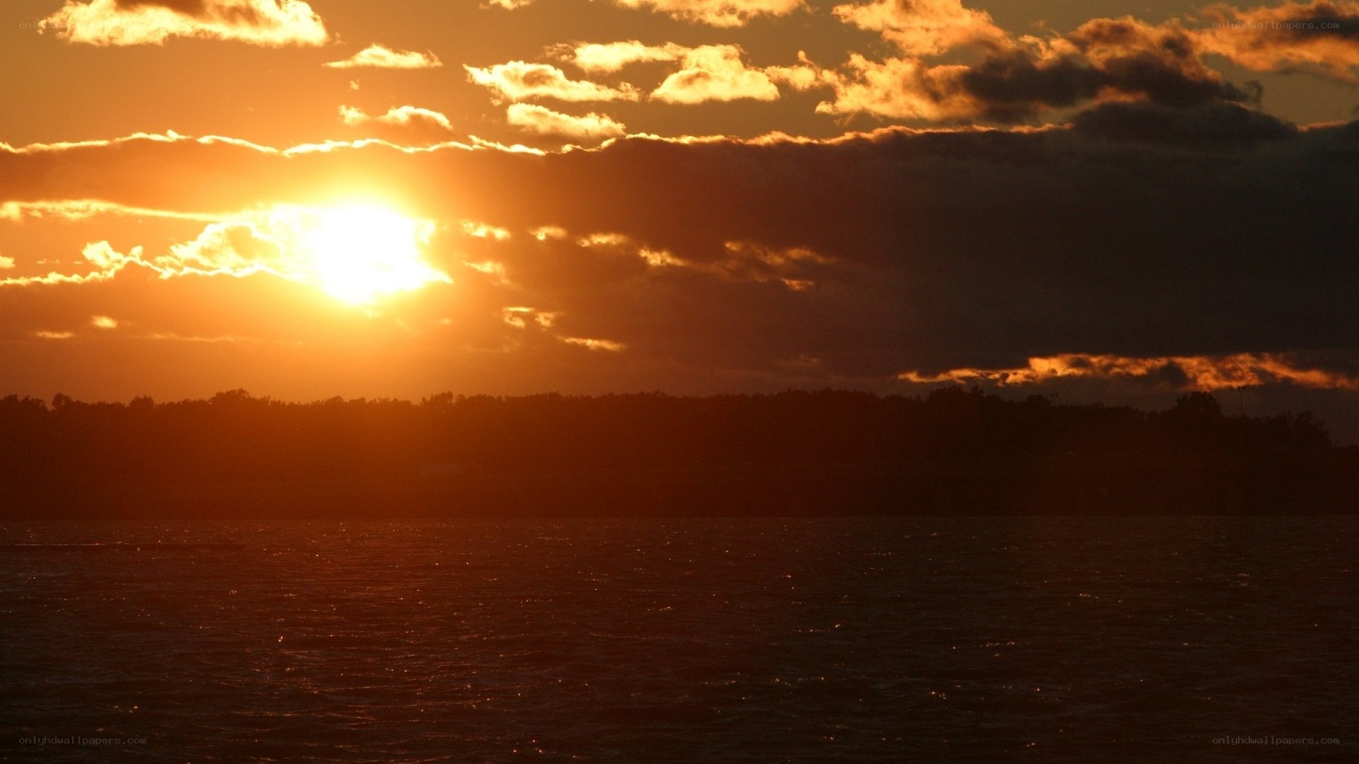 sunset over the water