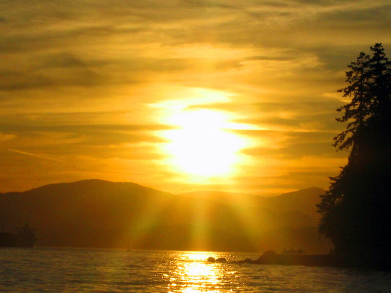 Sunset over the water
