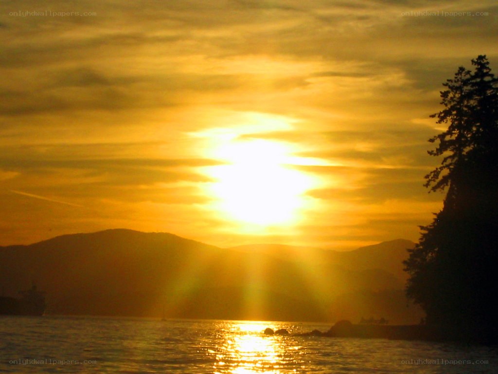 Sunset over the water
