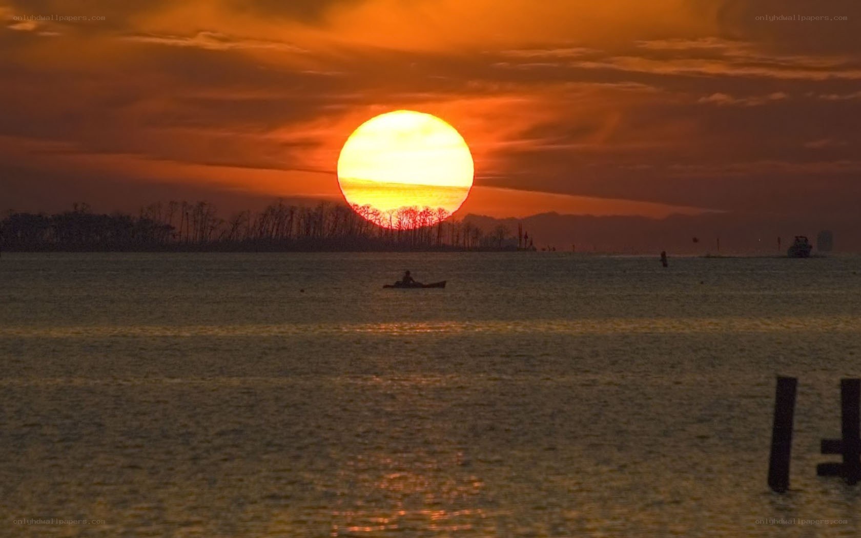 Sunset over the water