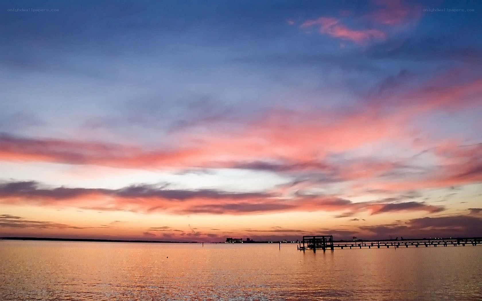 sunset over the water