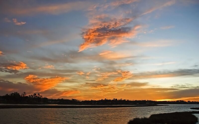 sunset over the water