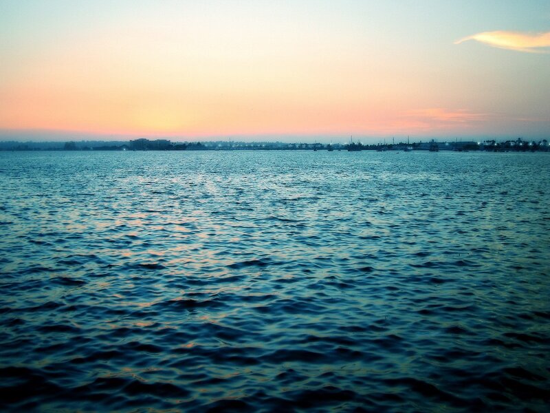 sunset over the water
