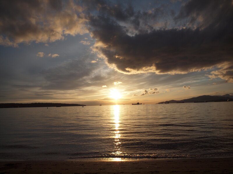 sunset over the water