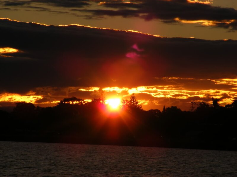 Sunset over the water