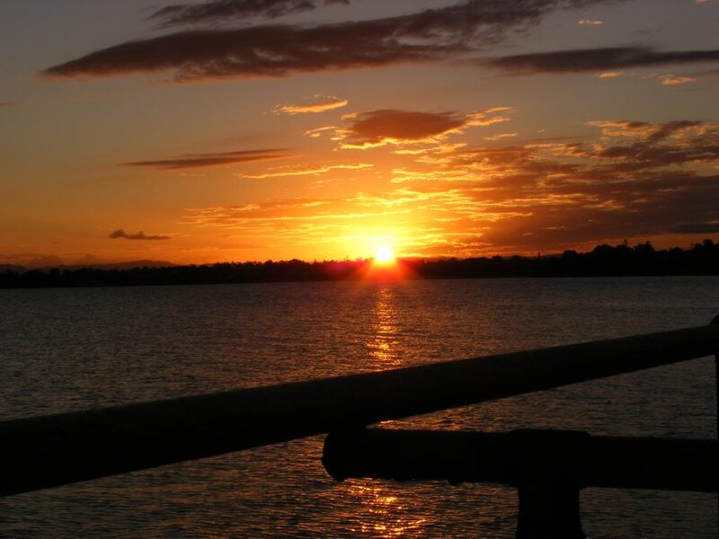 sunset over the water