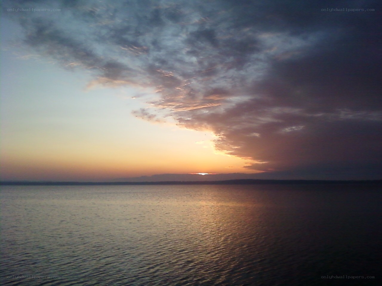 sunset over the water