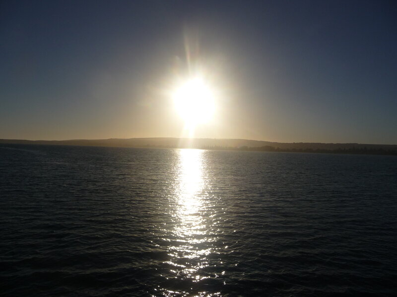 Sunset over the water