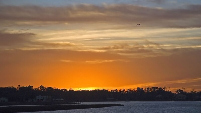 sunset over the water