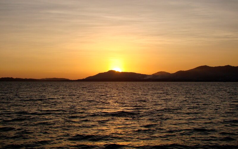 Sunset over the water
