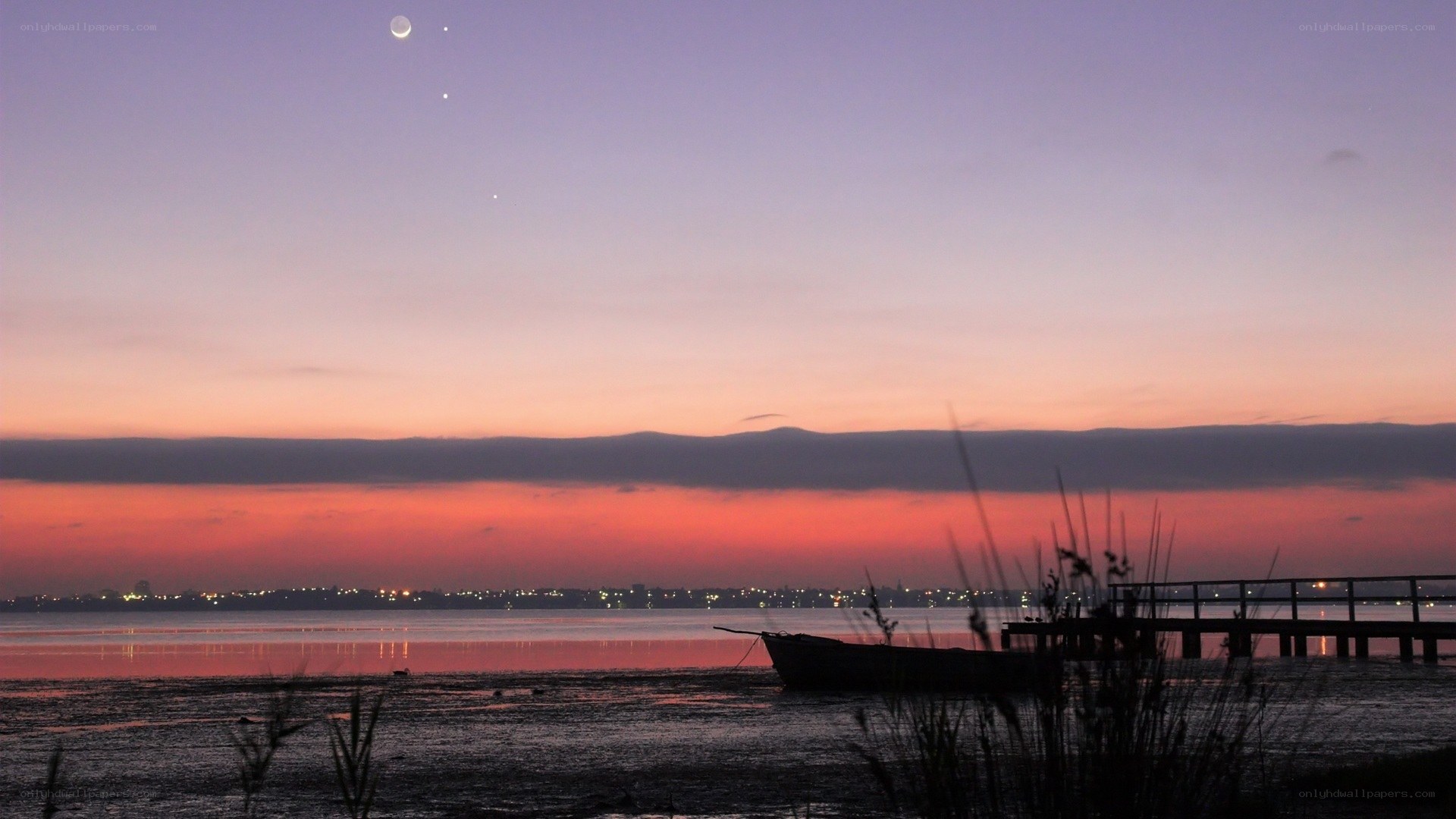 sunset over the water
