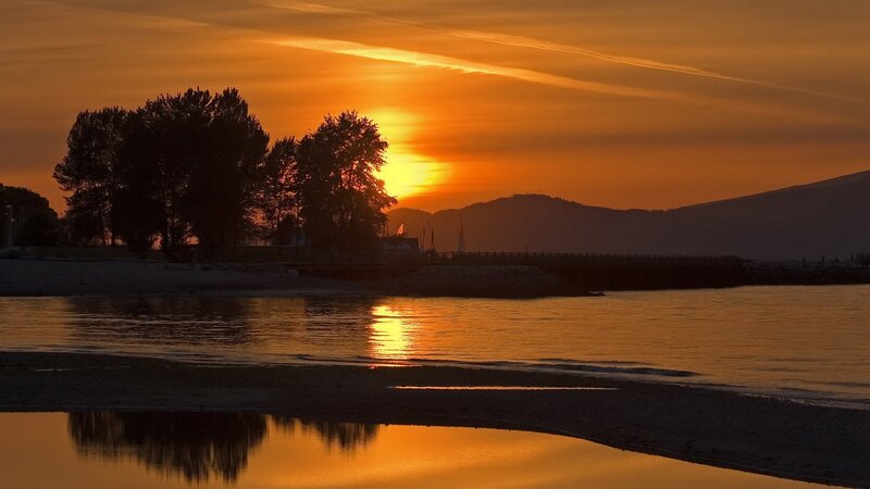 sunset over the water