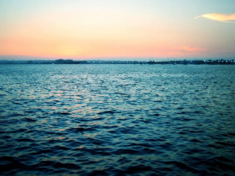 sunset over the water