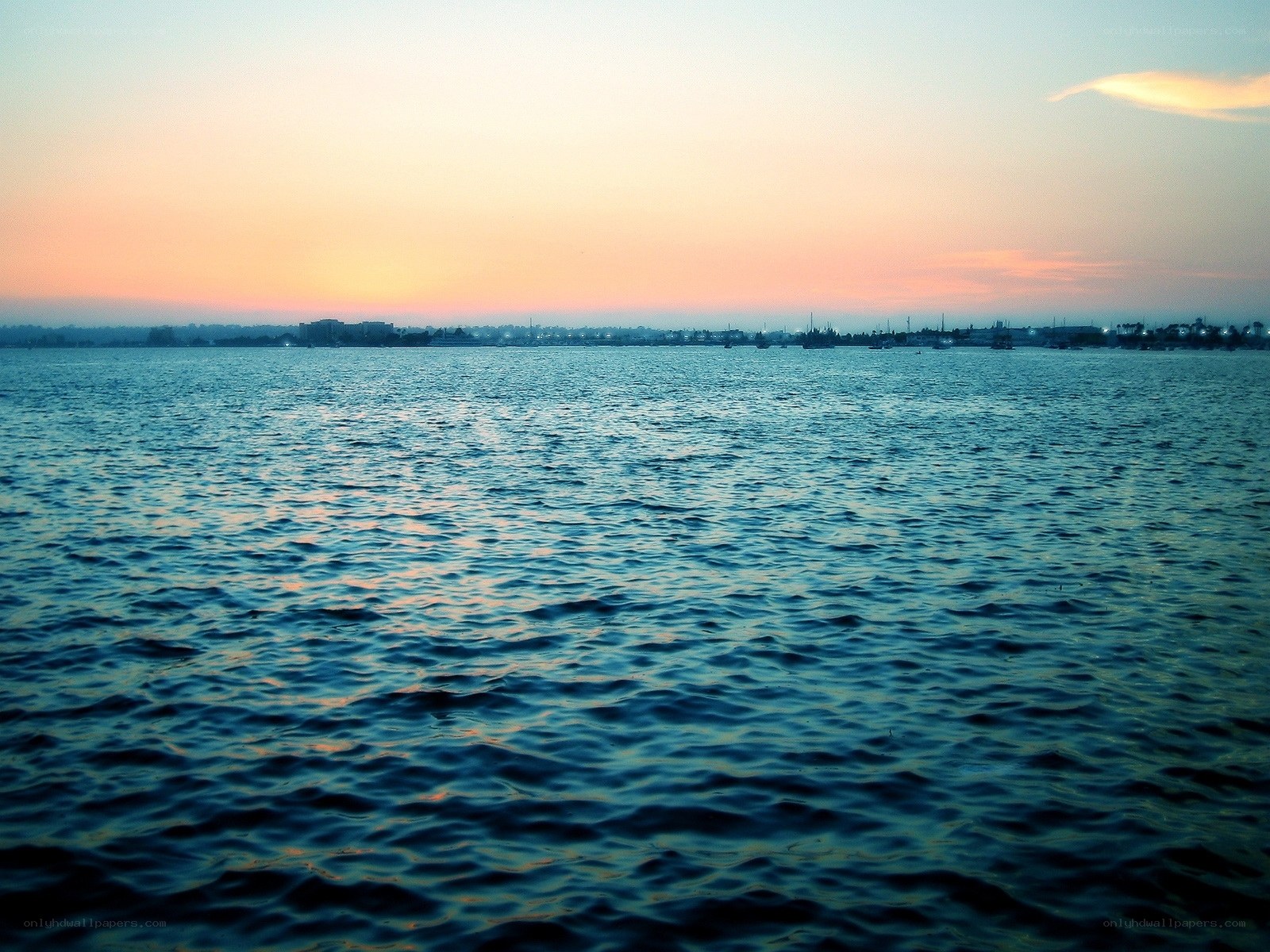 sunset over the water