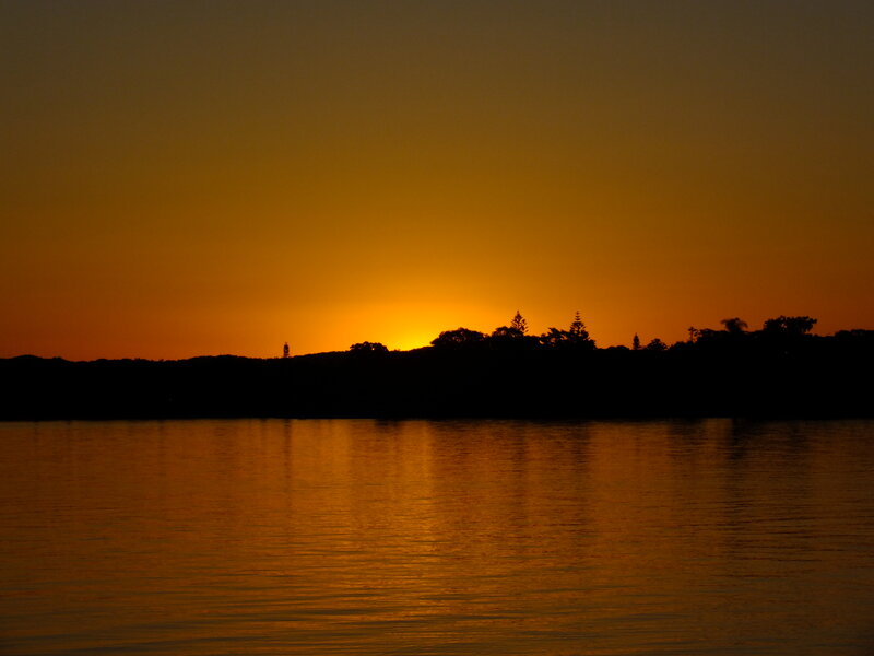 Sunset over the water