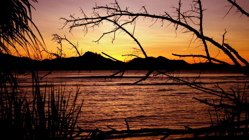 sunset over the water