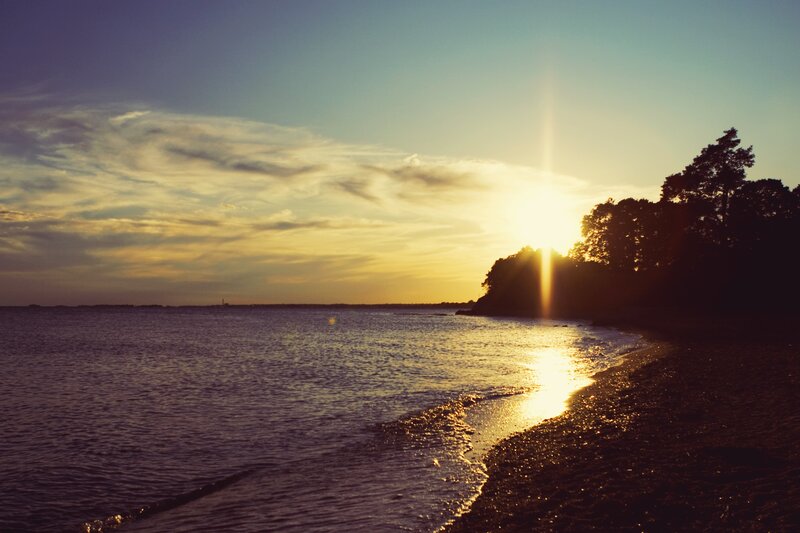 sunset over the water