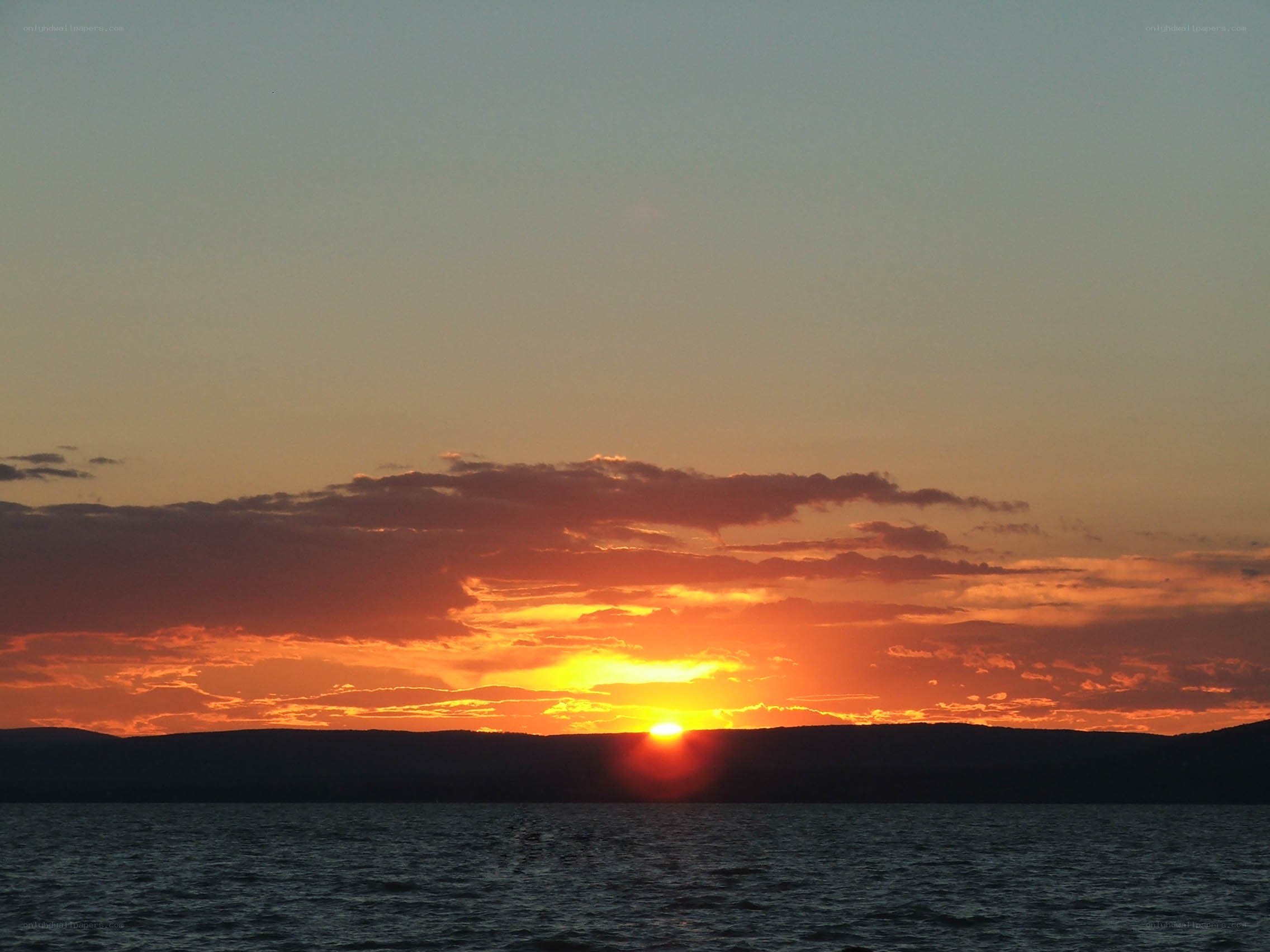 sunset over the water
