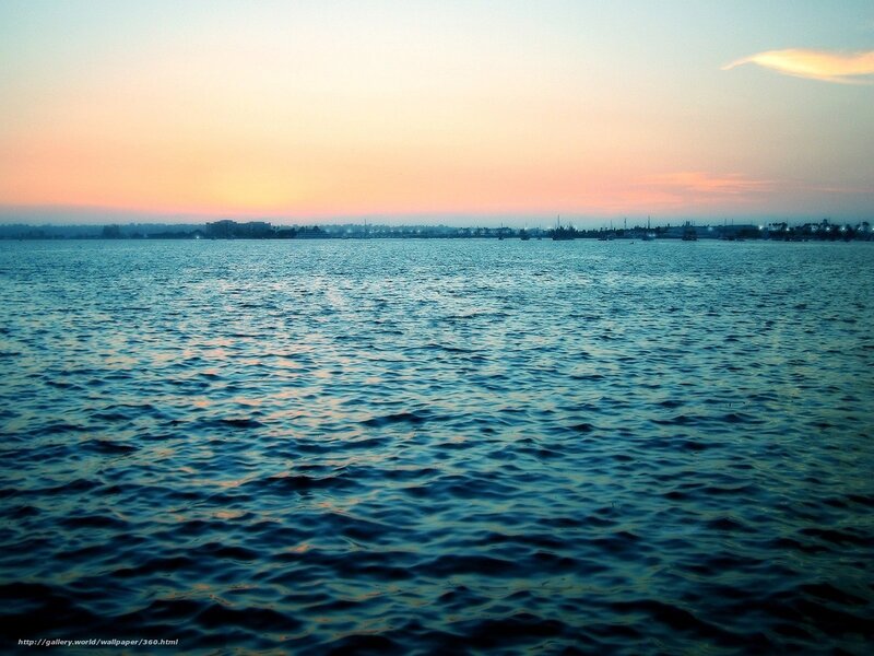 Sunset over the water