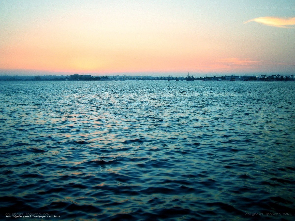 Sunset over the water