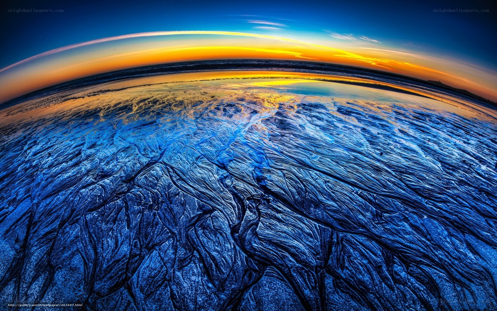 Sunset over tidal flats