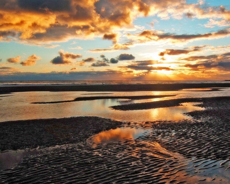 sunset over tidal flats