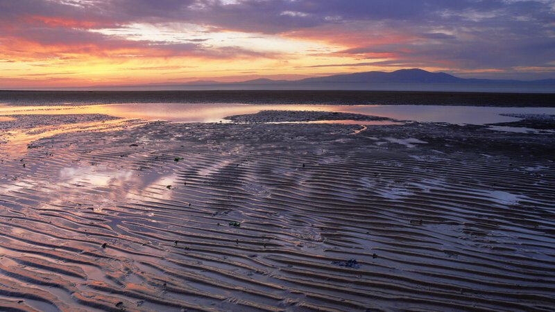 Sunset over tidal flats