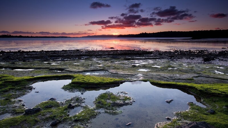 Sunset over tidal flats