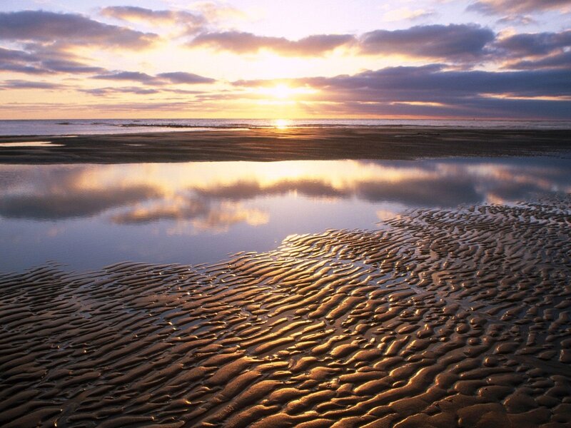 sunset over tidal flats