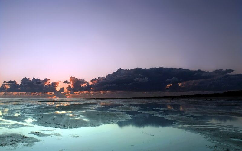 Sunset over tidal flats