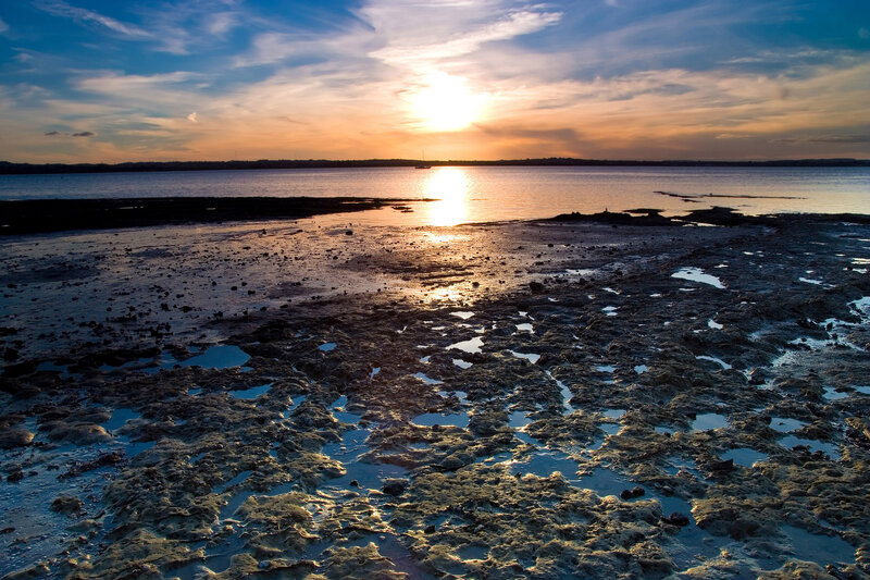 Sunset over tidal flats