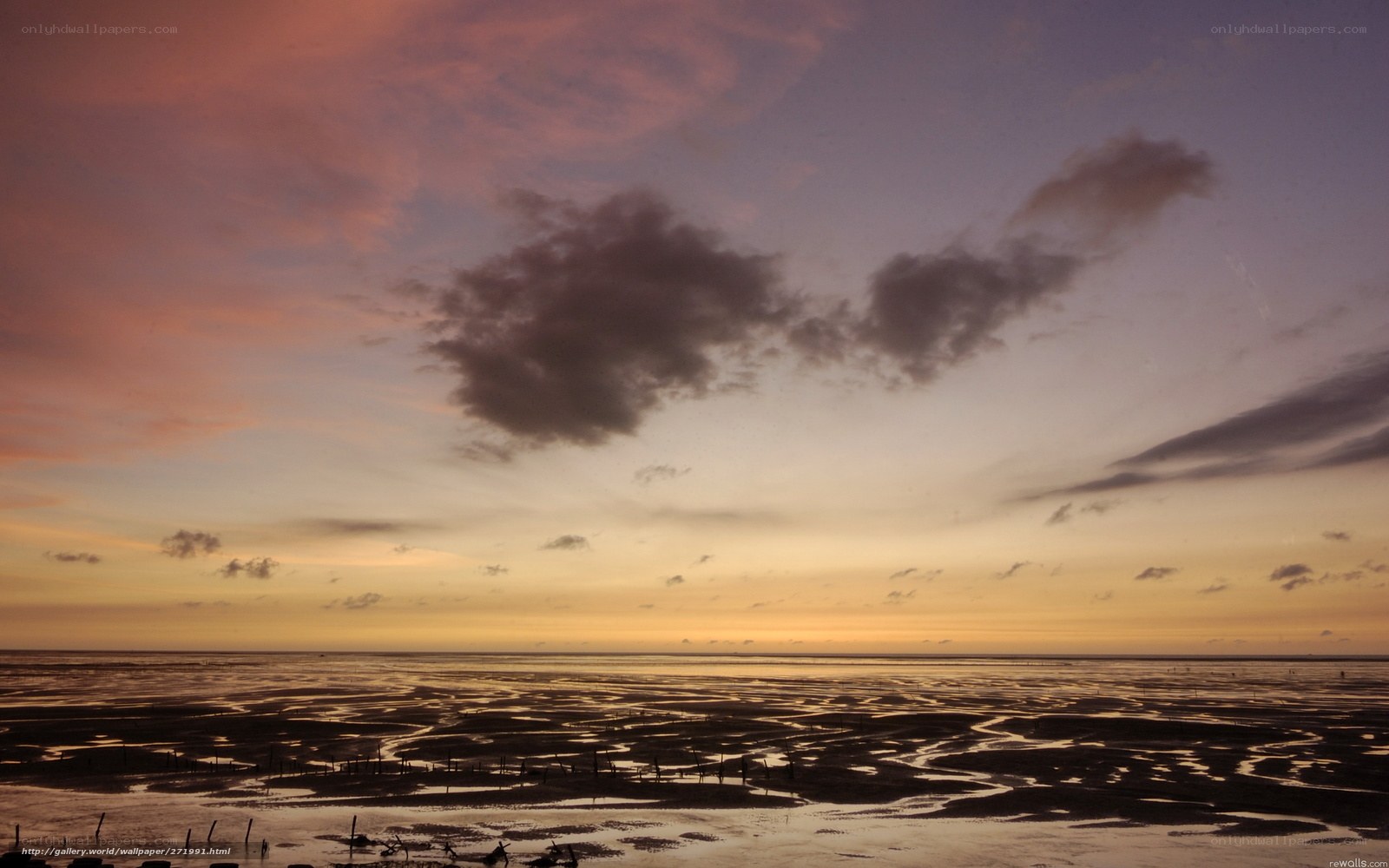 Sunset over tidal flats