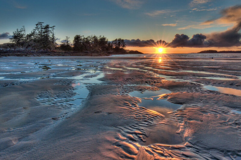 Sunset over Tidal Flats — Blue, Serene