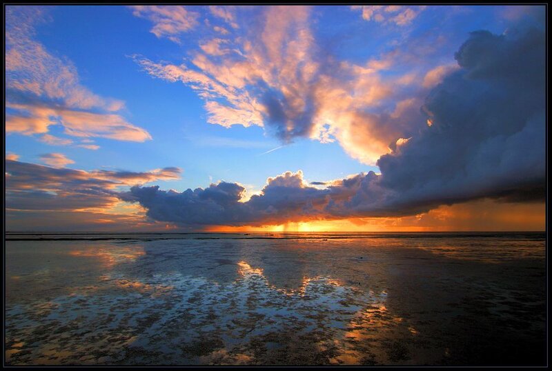 Sunset over Tidal Flats — Blue