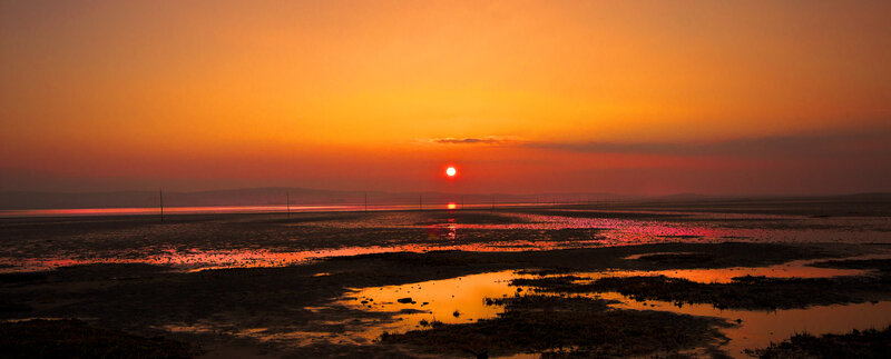 Sunset over Tidal Flats — Orange, Serene