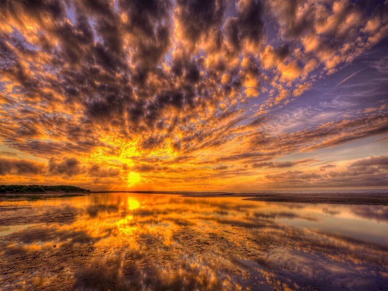 Sunset over Tidal Flats — Orange