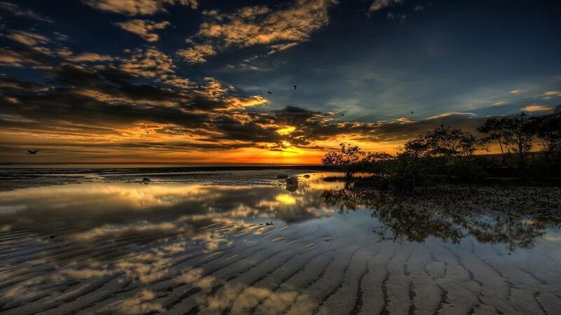 Sunset over Tidal Flats — Photograph