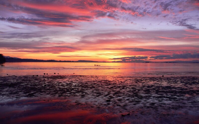 Sunset over Tidal Flats — Red, Dramatic