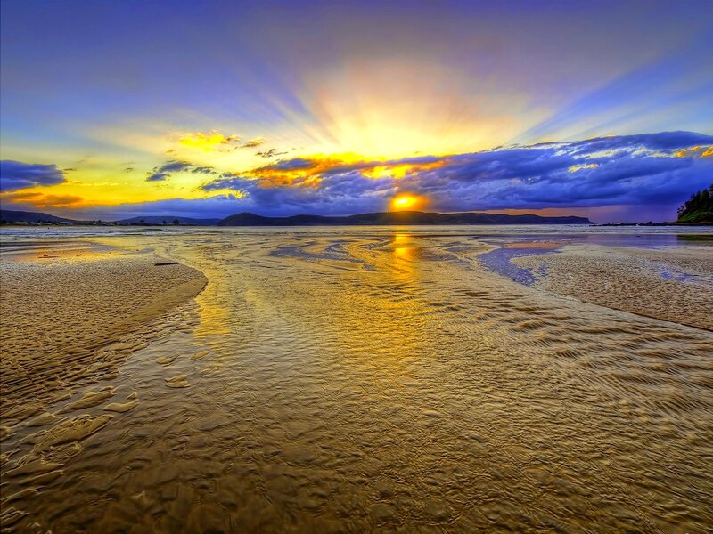 Sunset over Tidal Flats — Yellow, Dramatic