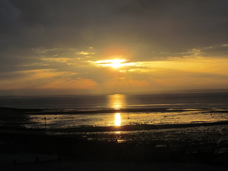 Sunset over Tidal Flats — Yellow, Serene