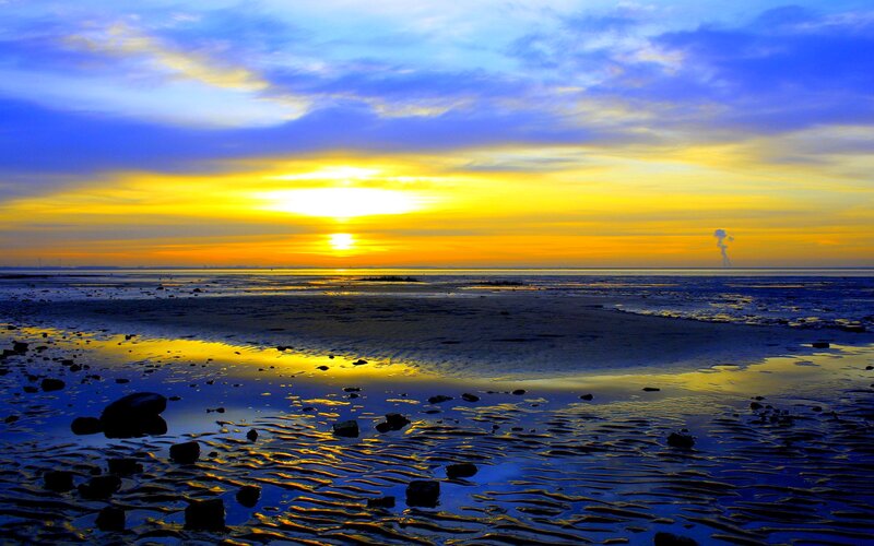 Sunset over Tidal Flats — Yellow